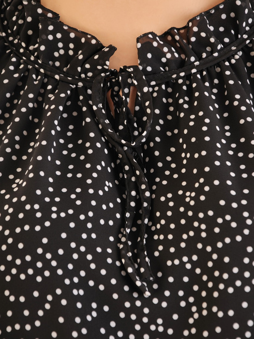 Elegancka bluzka damska z ozdobnie wiązaną stójką 34964