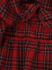 Wizytowa sukienka damska trapezowa w czerwoną kratę – fason maskujący biodra z falbaną 6362