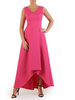 Różowa suknia w asymetrycznym fasonie, nowoczesna kreacja na wesele 21713