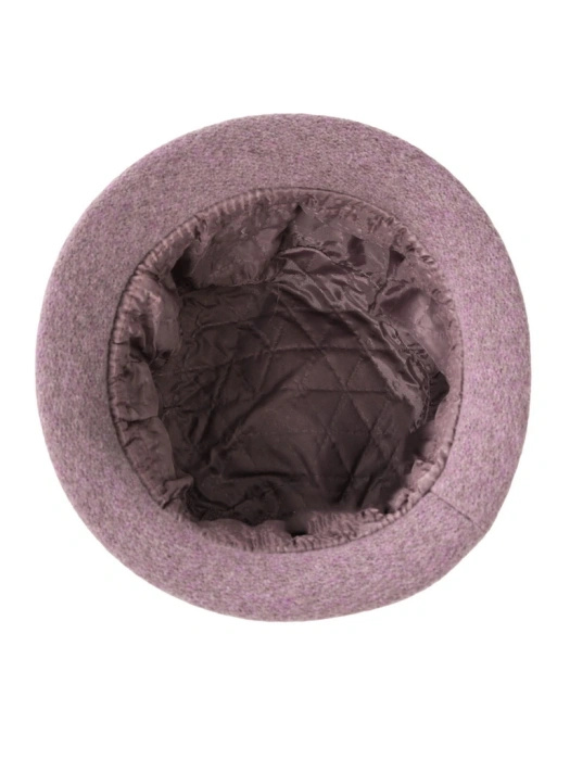 Elegancki kapelusz damski zimowy cloche wrzosowy – kobiecy model z wywiniętym rondem 42456