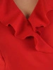 Elegancka sukienka koktajlowa rozkloszowana czerwona – wyszczuplające zaszewki i kobiecy żabot 24843