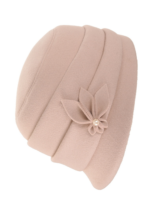 Elegancki kapelusz zimowy damski cloche beżowy – ciepły fason z regulacją obwodu 42428