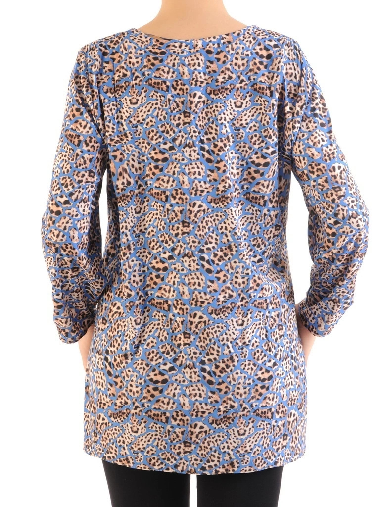 Wizytowa bluzka wiskozowa we wzór zwierzęcy – luźny fason tuszujący okolice talii 34768