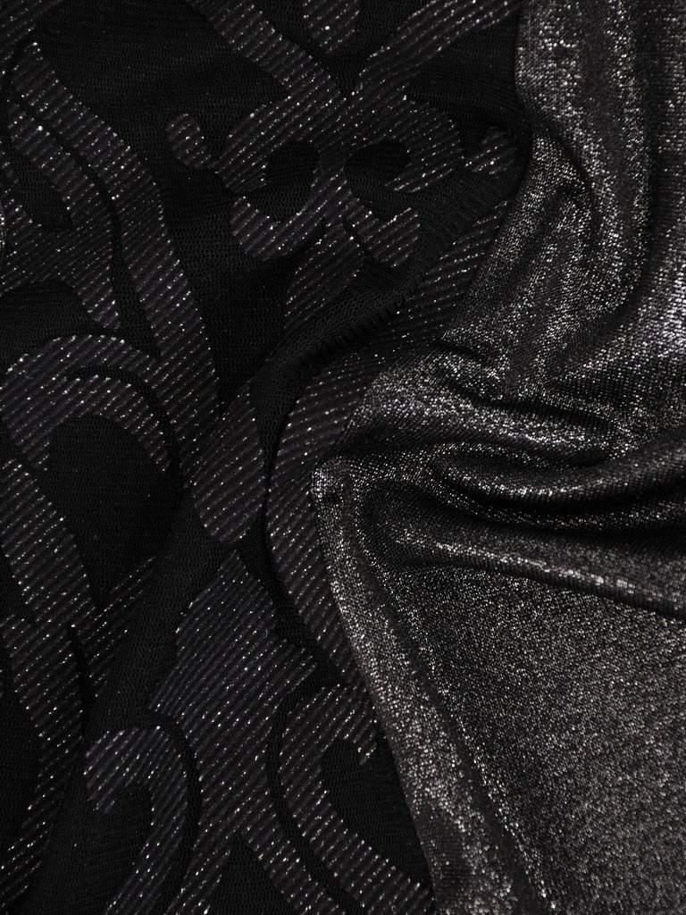 Elegancka czarna bluzka wizytowa z połyskiem – prosty fason z rękawem 3/4 na andrzejki i sylwestra 18725
