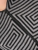 Grafitowy kardigan plus size z kapturem i geometrycznym wzorem – wysmuklający fason z dekoltem w serek 38915