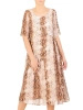 Elegancka sukienka damska trapezowa w zwierzęcy print – fason midi tuszujący biodra 30674