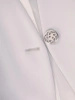 Elegancki popielaty żakiet damski do sukienki – prosty fason z ozdobnym guzikiem i kieszeniami 30529