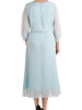 Elegancka sukienka rozkloszowana maxi w odcieniu mięty – wysmuklający dekolt w łódkę i rękaw 3/4 41695