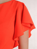 Sukienka wyjściowa, pomarańczowa kreacja z ozdobnymi falbanami 25106