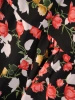 Elegancka sukienka rozkloszowana midi w kwiaty – kobiecy krój z rękawem 3/4 i ozdobną falbaną 31663