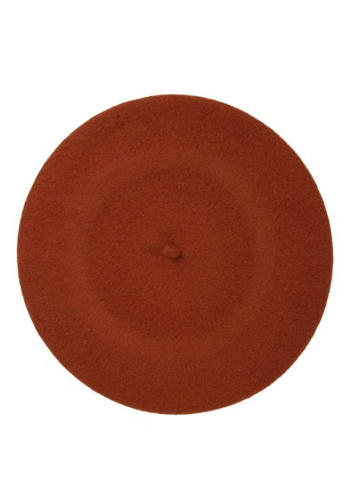 Elegancki beret damski wełniany w odcieniu rudym – modny fason francuski z antenką 40886