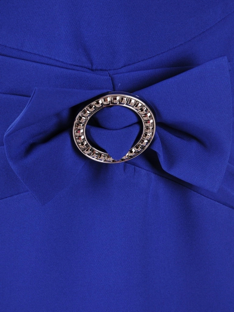 Chabrowa sukienka midi o prostym kroju – ozdobna kokarda podkreślająca elegancki styl 36587