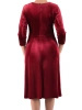 Elegancka bordowa sukienka rozkloszowana na wesele – klasyczny dekolt łódka i rękawy 3/4 18787