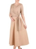 Złota suknia balowa maxi na sylwestra i andrzejki – rozkloszowany fason z wiązaniem w talii 41318