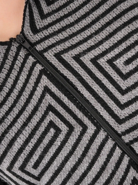 Elegancki sweter damski rozpinany na suwak – prosty fason z kapturem na jesień 38915