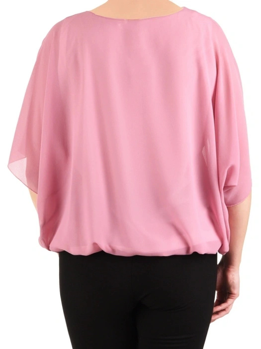 Różowa bluzka Plus Size z rękawami kimono – idealna na upalne dni 42055