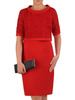 Kostium damski, czerwona sukienka z krótkim żakietem 20911.