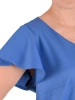 Elegancka niebieska sukienka trapezowa midi – fason swobodnie tuszujący biodra 42033
