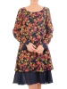 Jesienna sukienka trapezowa midi w kwiaty – swobodny krój z elegancką falbaną 31659