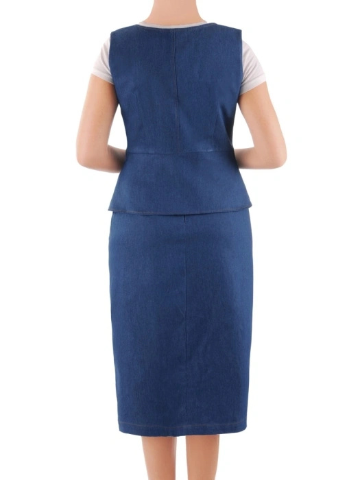 Jeansowa kamizelka damska plus size z ozdobnym zapięciem 38757