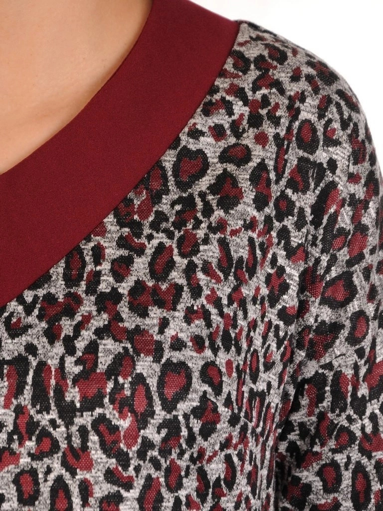 Jesienna sukienka damska tuba ze zwierzęcym printem – praktyczny ściągacz i rękaw 3/4 28306