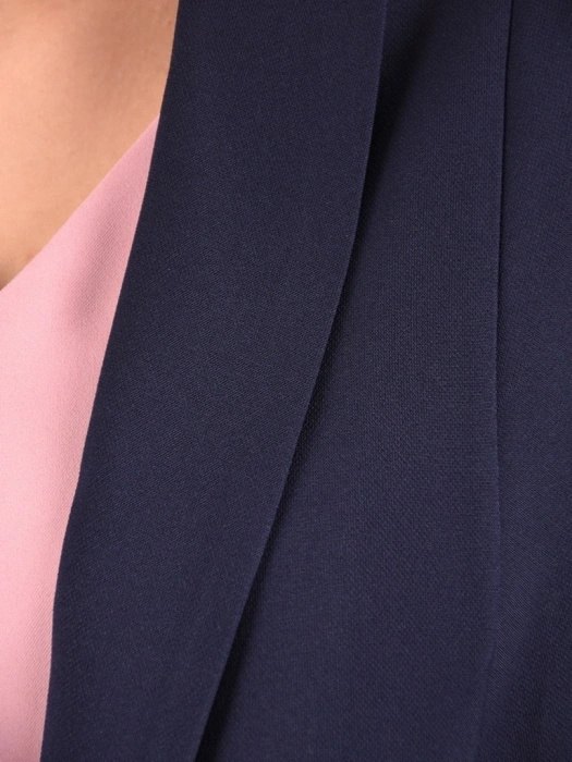 Elegancki żakiet damski do sukienki granatowy – prosty fason z klasycznym kołnierzem 41343