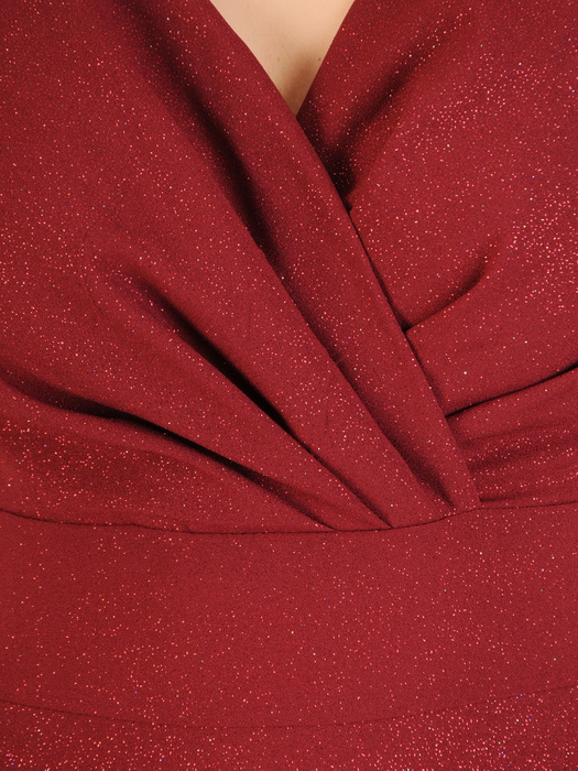 Wieczorowa suknia maxi, dzianinowa kreacja z brokatowym zdobieniem 31730