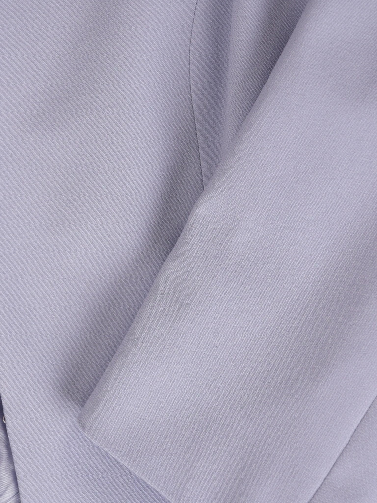 Elegancki żakiet damski do sukienki błękitny – prosty krój z wygodnym zapięciem na haftki 41416