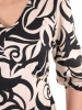 Czarna sukienka rozkloszowana midi z wiskozy – elegancki wzorzysty krój do pracy 39763
