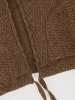 Elegancki sweter damski rozpinany beżowy – prosty fason z bufiastymi rękawami 42176