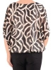 Wizytowa bluzka damska w czarno-beżowy wzór – luźny fason z elastycznym dołem akcentującym sylwetkę 42060
