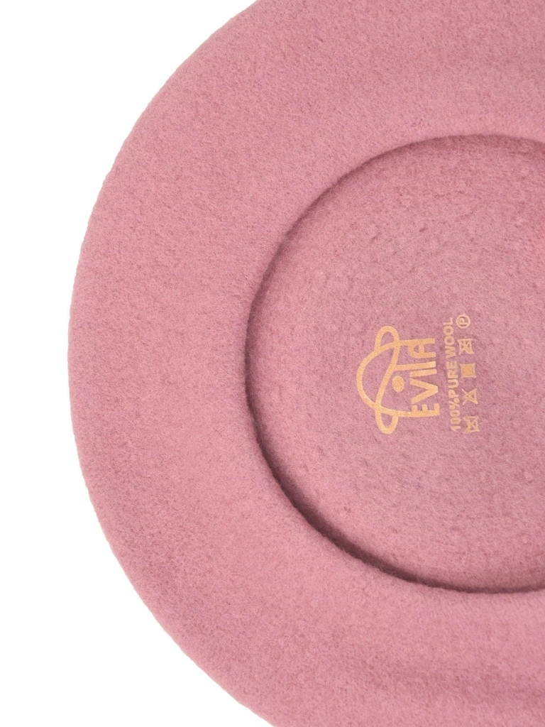 Elegancki beret damski fason francuski brudny róż – ciepły model z wełny merynosa na zimę 40896