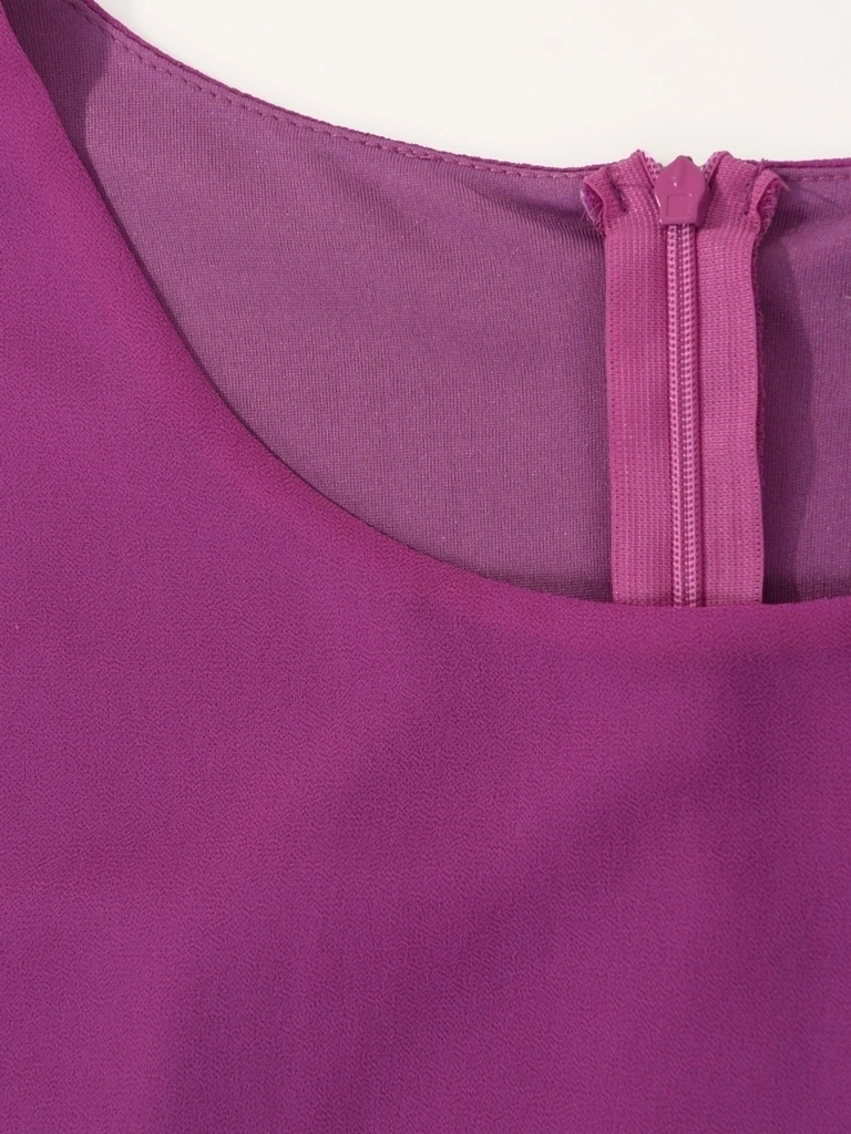 Fuksjowa sukienka midi rozkloszowana z rękawami kimono i cekinami – lekka kreacja na letnie wesele 42010