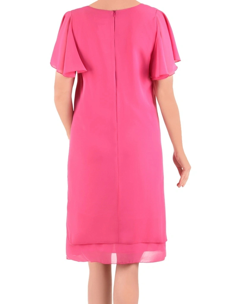 Wiskozowa sukienka trapezowa midi amarantowa – luźny fason maskujący biodra 41882