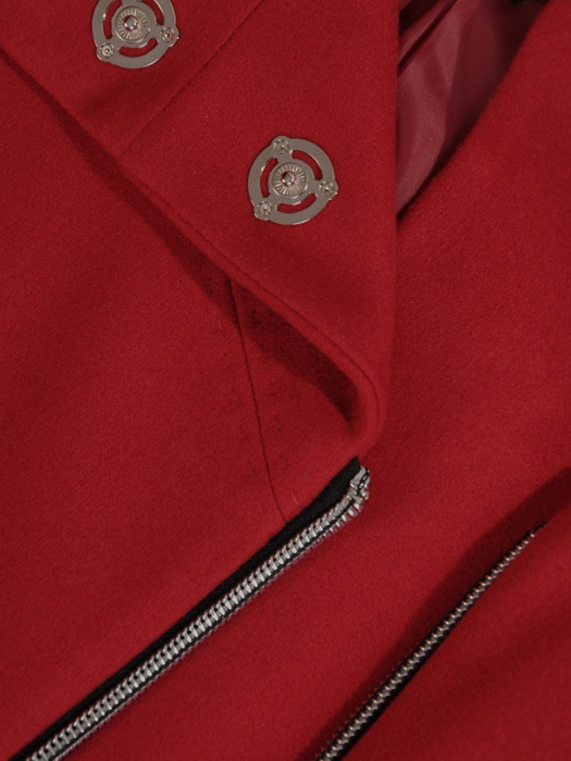 Czerwony płaszcz damski zapinany na ozdobny suwak 27781