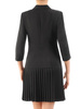 Czarna, elegancka sukienka z dwurzędowym zapięciem i ozdobnymi plisami 34514