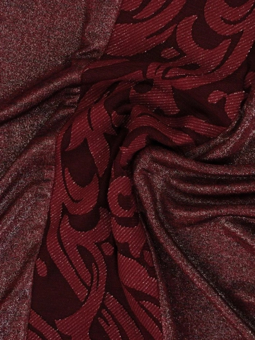 Elegancka bordowa bluzka wizytowa na święta – prosty krój ze srebrzystą wstawką 18724