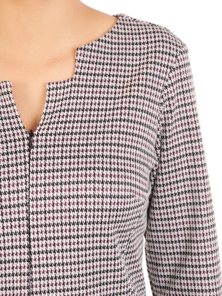 Elegancka sukienka trapezowa midi w pepitkę – fason wysmuklający z ozdobnym zamkiem 30536