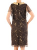 Nowoczesna sukienka w brokatowe zdobienia, kreacja z modnym kołnierzykiem 34955