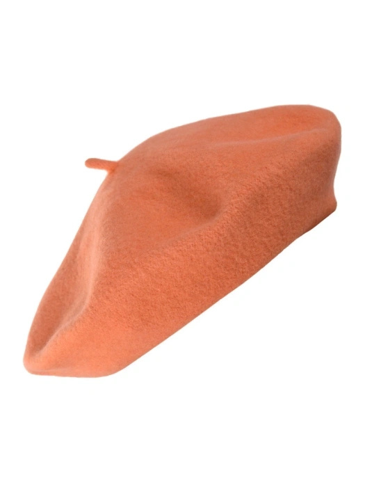 Elegancki beret damski wełniany koralowy – ponadczasowy fason francuski z antenką 40884