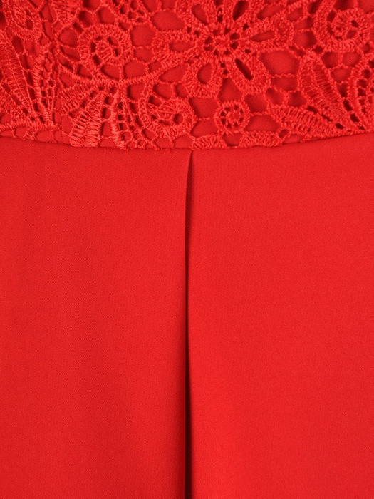 Sukienka wyjściowa, czerwona kreacja z koronki i tkaniny 19965.