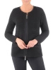 Elegancki czarny sweter damski rozpinany – prosty krój z kieszeniami na jesień 38973