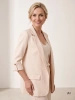 Elegancki kremowy żakiet damski do sukienki – luźny krój z rękawem 3/4 subtelnie modelujący sylwetkę 40044