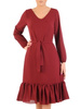 Trapezowa, szyfonowa sukienka z modną falbaną i bufiastymi rękawami 31918