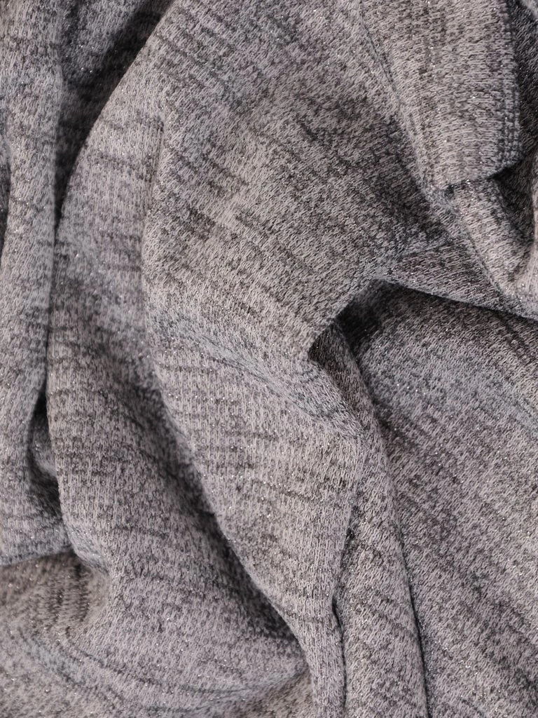 Dzianinowa sukienka trapezowa szary melanż – wysmuklający krój z kontrafałdą i paskiem 27222