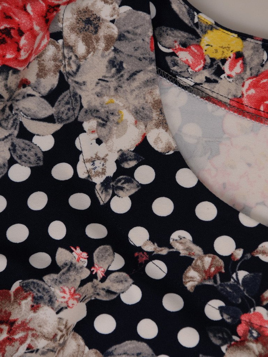 Plisowana sukienka w kwiaty i grochy, kreacja z bawełny 20199