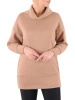 Elegancki sweter damski z golfem prosty beżowy – ciepły fason z kieszeniami na jesień i zimę 39097