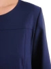 Elegancka granatowa sukienka midi z rękawem 3/4 – prosty, wysmuklający fason do pracy 37004