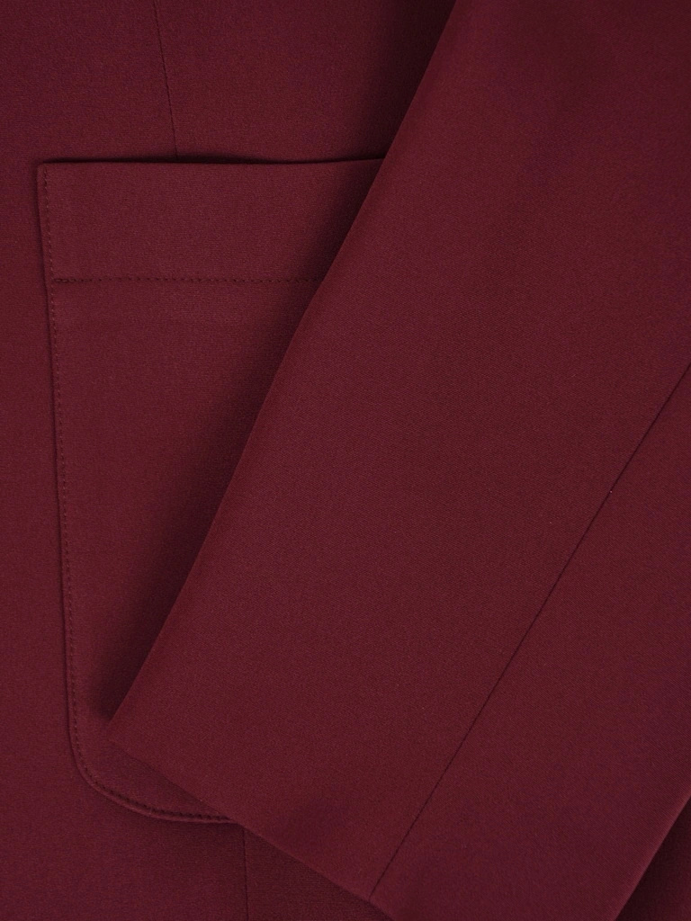 Elegancki komplet damski ze spodniami bordowy – wysmuklające sylwetkę dzwony i luźny żakiet 41980