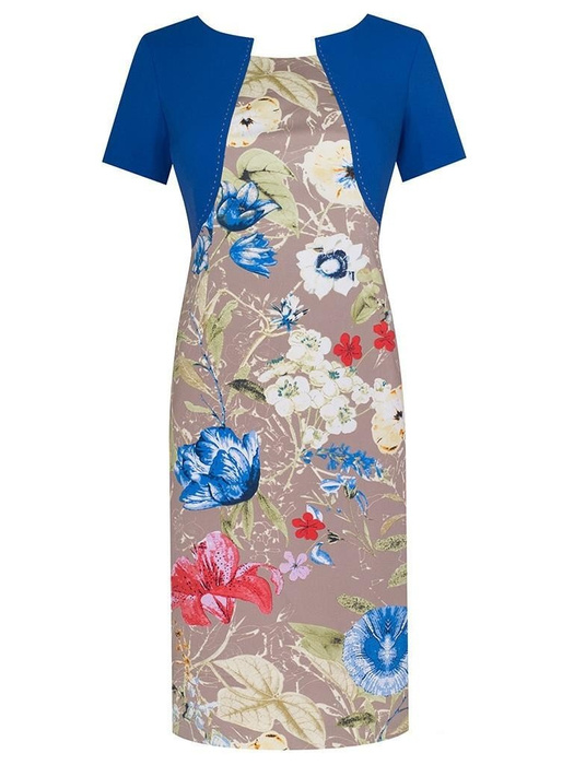 Sukienka z imitacją bolerka Fiona I, wiosenna kreacja w kwiaty